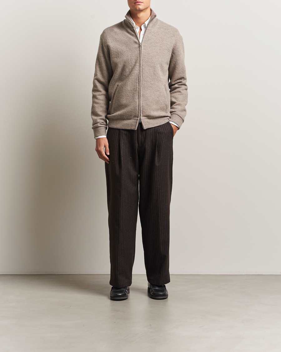 Herre | Bukser | NN07 | Kay Wool Pleated Pinstriped Trousers Brown