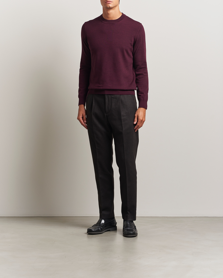 Herre | Gensere | NN07 | Ted Merino Crew Neck Pullover Wine Red