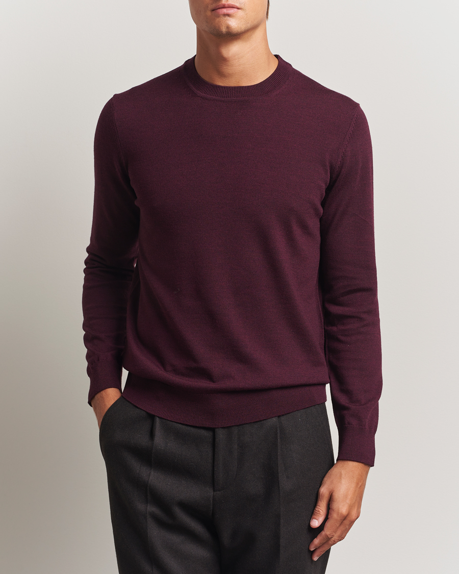 Herre | Gensere | NN07 | Ted Merino Crew Neck Pullover Wine Red
