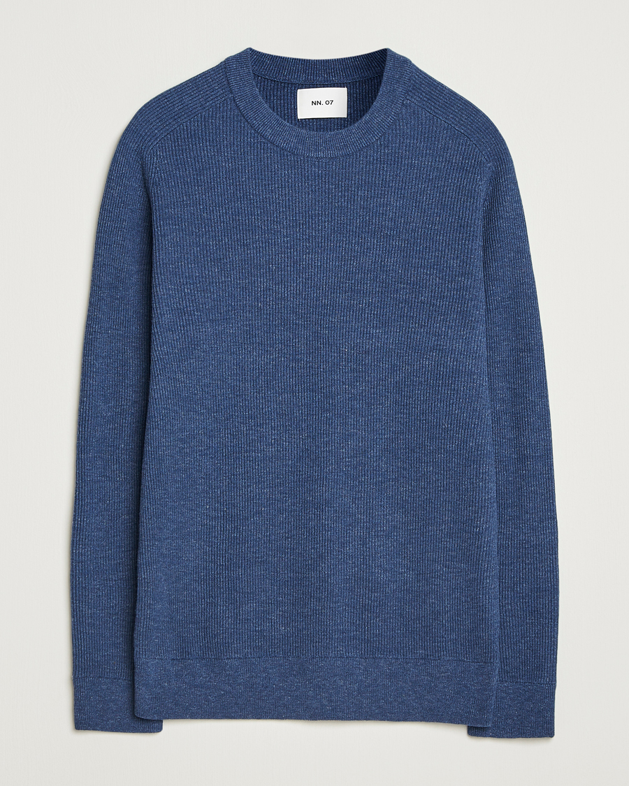 Herre | Gensere | NN07 | Kevin Cotton Knitted Sweater Denim Blue