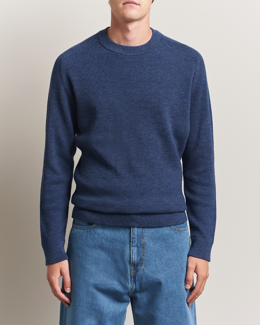 Herre | Gensere | NN07 | Kevin Cotton Knitted Sweater Denim Blue