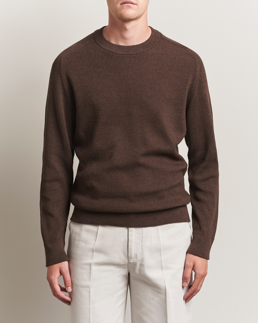 Herre | Gensere | NN07 | Kevin Cotton Knitted Sweater Demitasse Brown