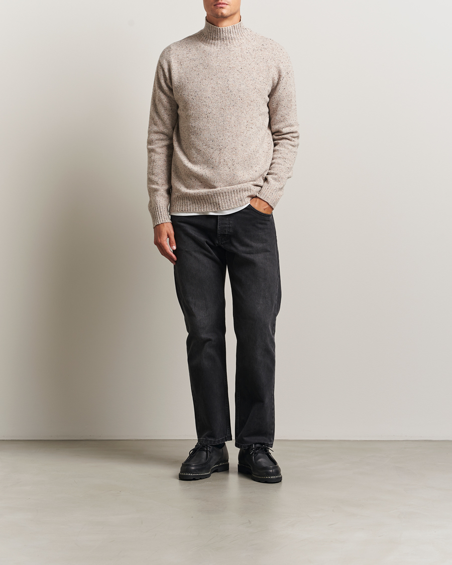 Herre | Gensere | NN07 | Aksel Wool Donegal Knitted Mock Neck Ivory