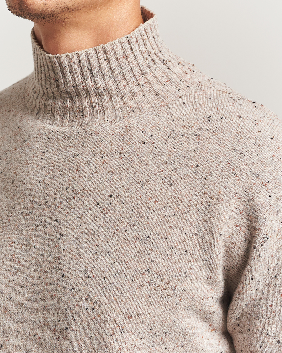 Herre | Gensere | NN07 | Aksel Wool Donegal Knitted Mock Neck Ivory
