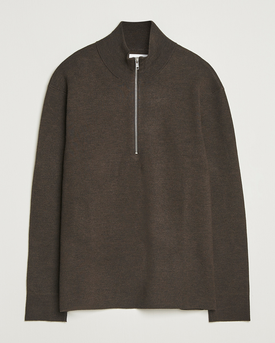 Herre | Gensere | NN07 | Harald Cotton/Modal Half Zip Demitasse Brown