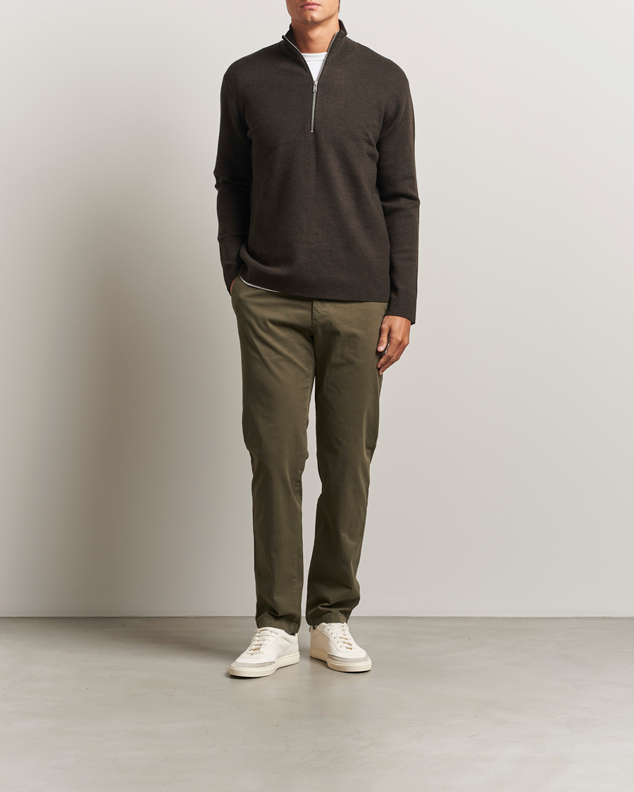 Herre | Gensere | NN07 | Harald Cotton/Modal Half Zip Demitasse Brown