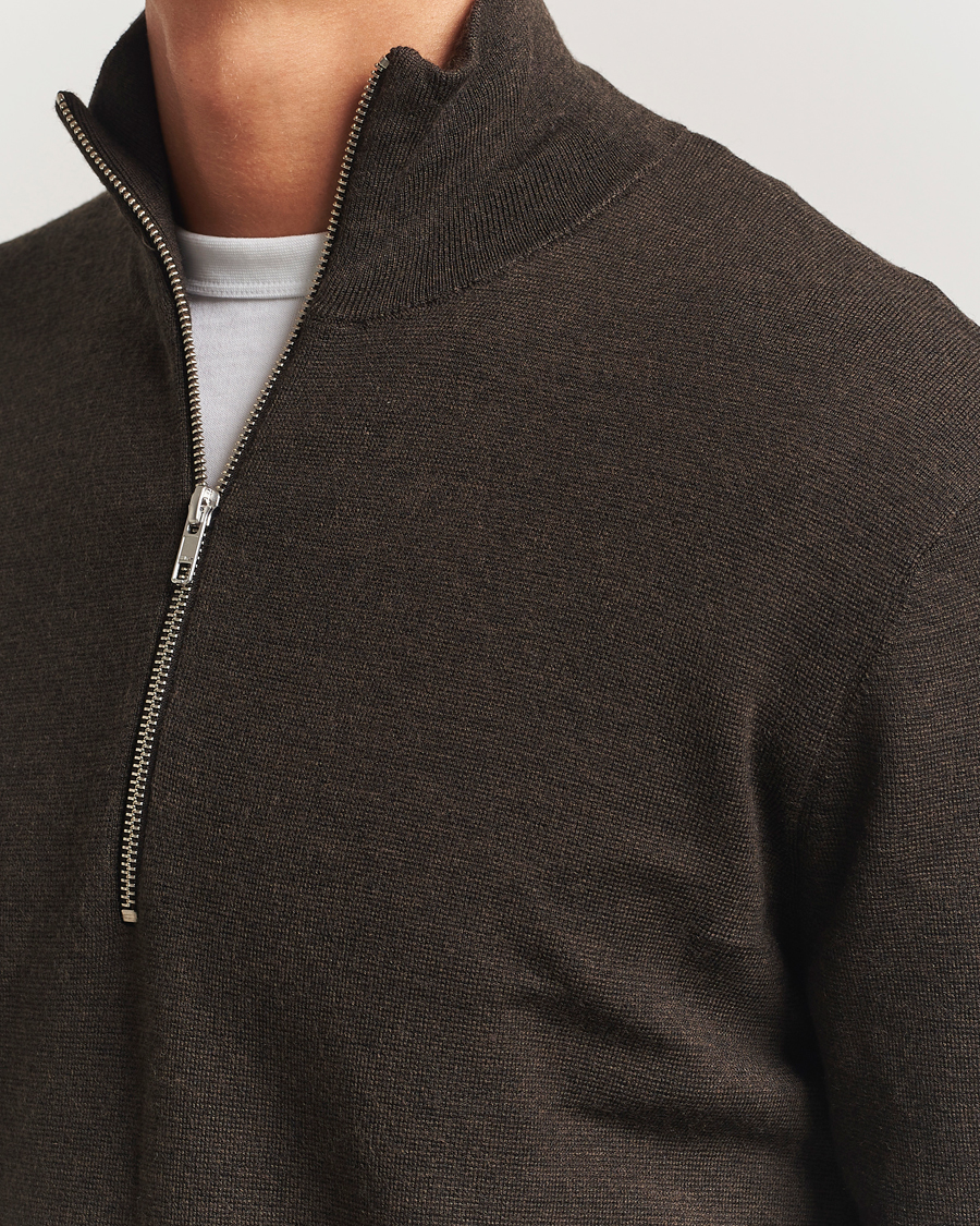 Herre | Gensere | NN07 | Harald Cotton/Modal Half Zip Demitasse Brown