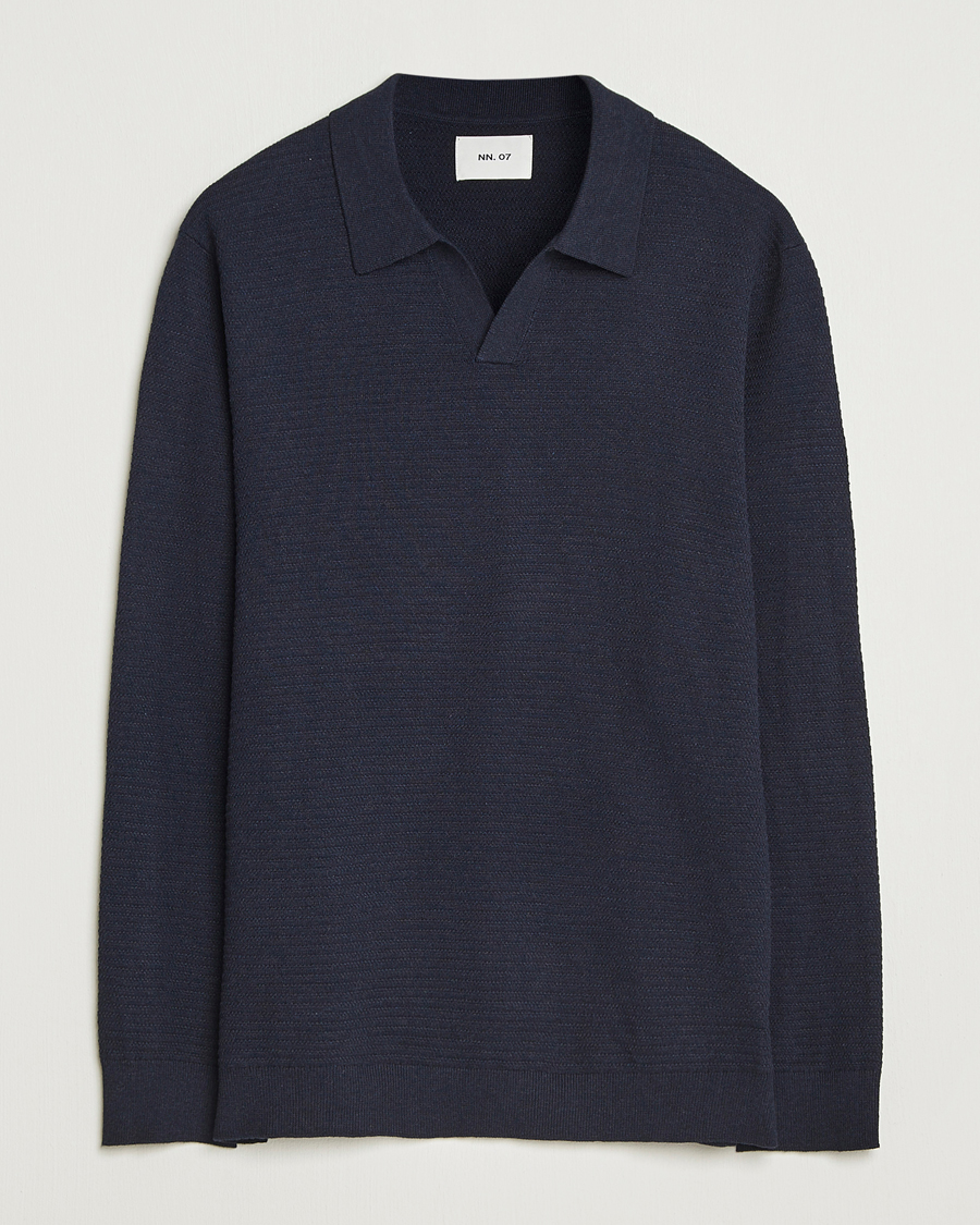 Herre | Gensere | NN07 | Paul Cotton Knitted Polo Deep Navy