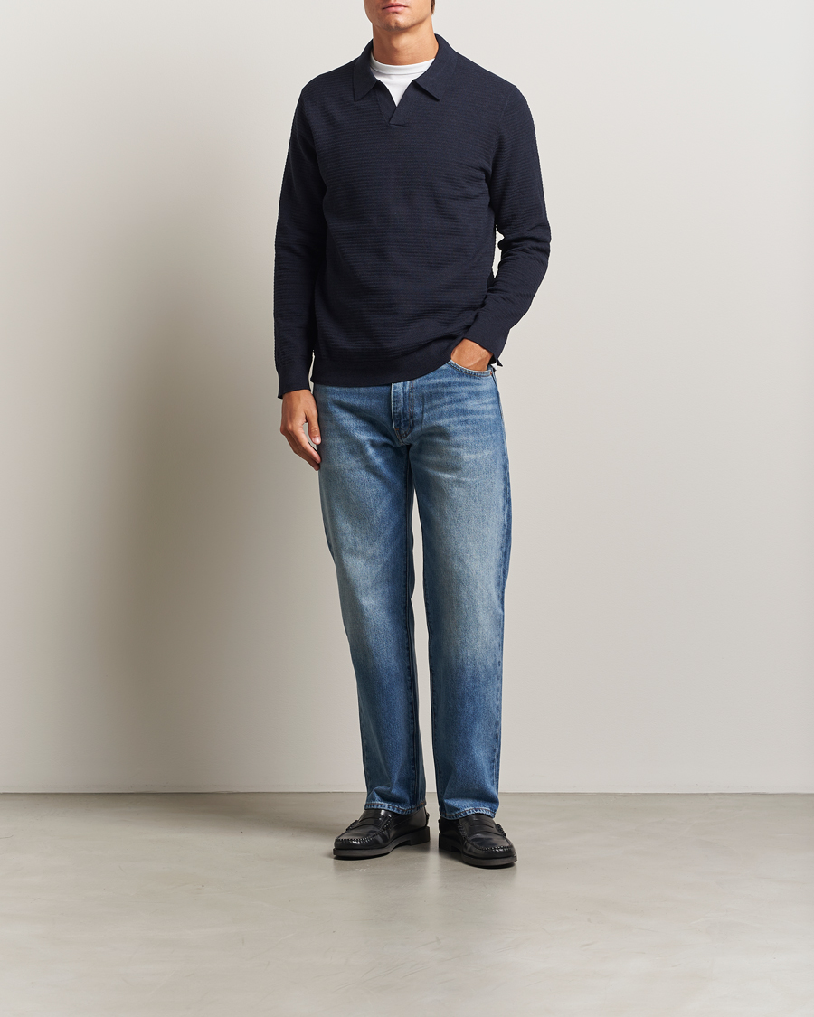 Herre | Gensere | NN07 | Paul Cotton Knitted Polo Deep Navy