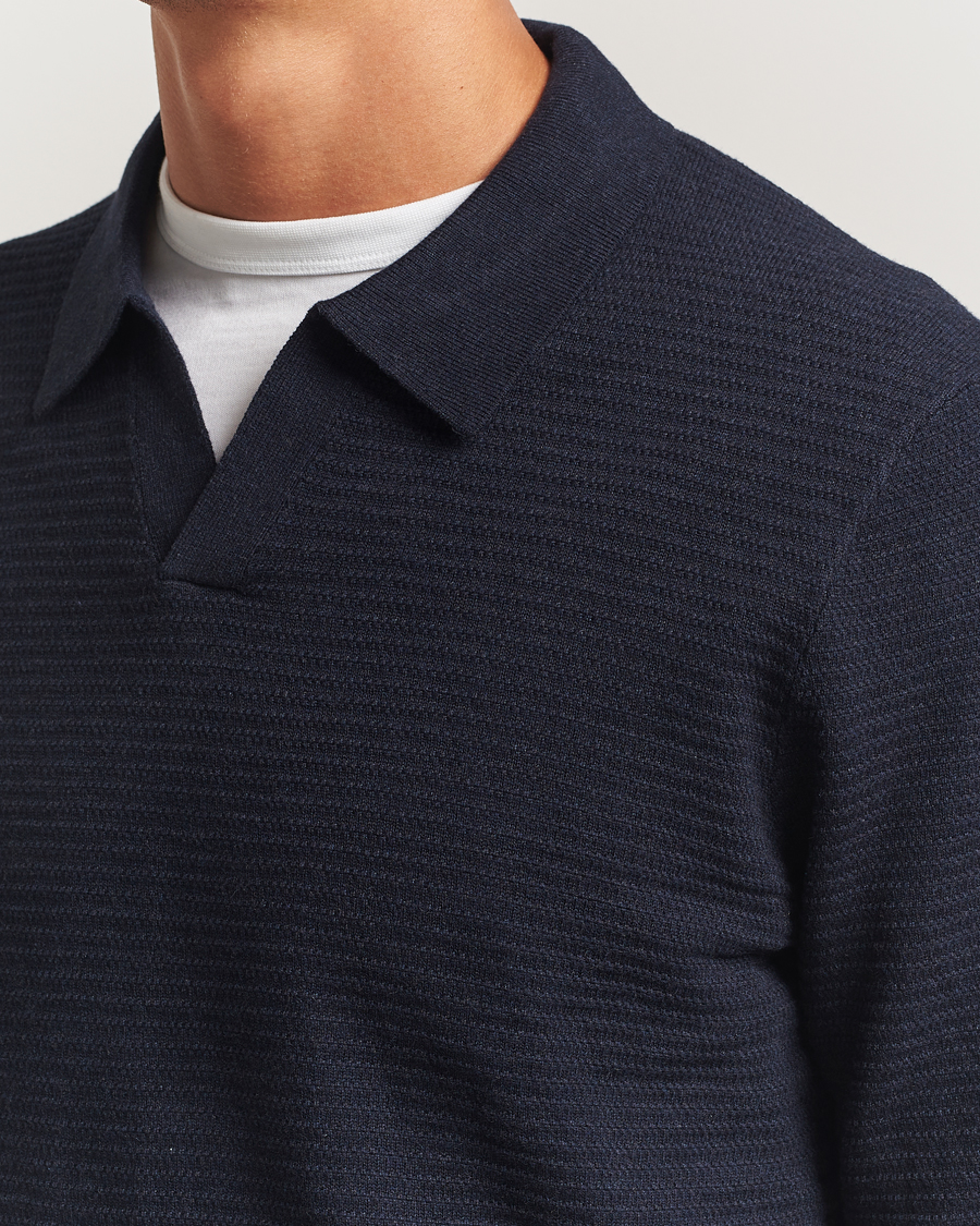 Herre | Gensere | NN07 | Paul Cotton Knitted Polo Deep Navy