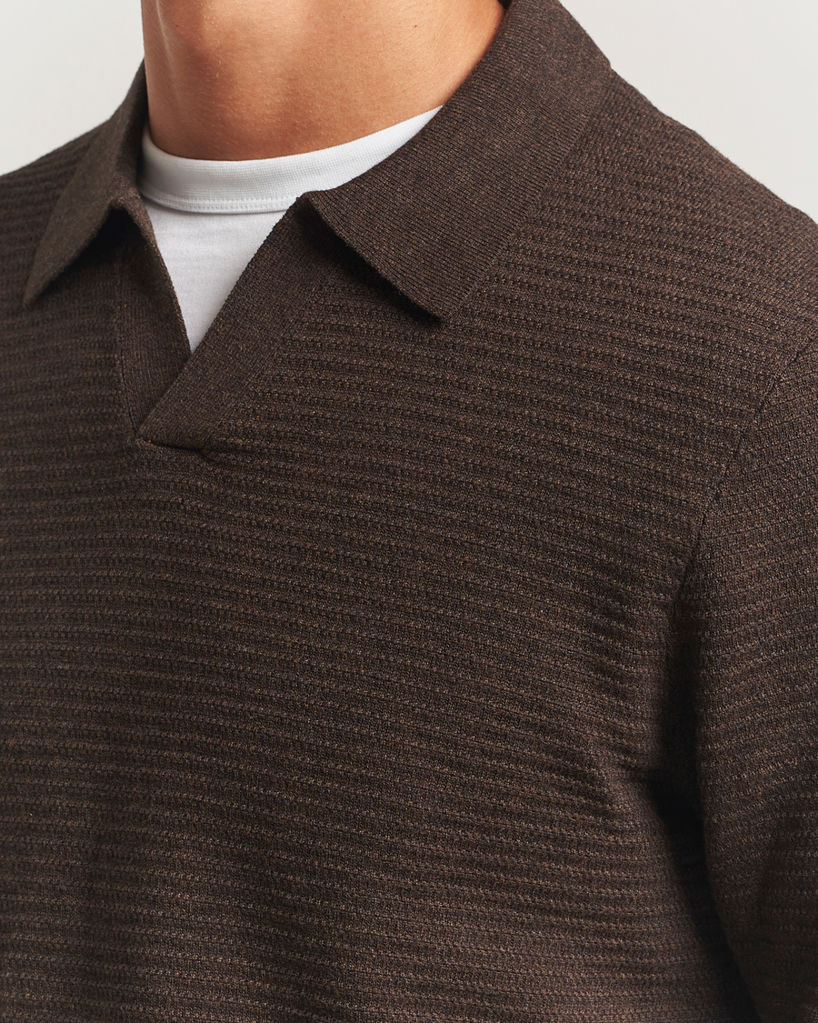 Herre | Gensere | NN07 | Paul Cotton Knitted Polo Demitasse Brown
