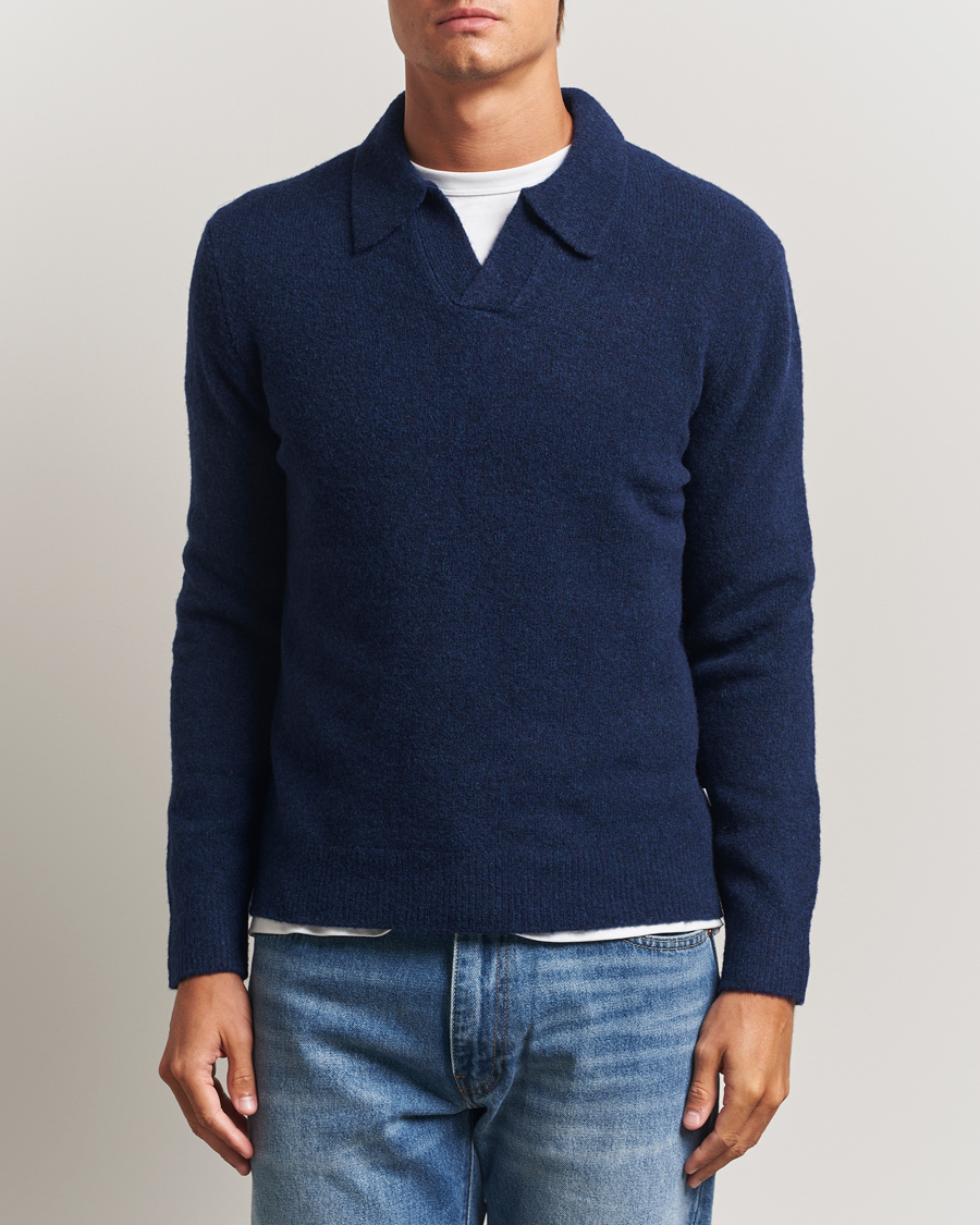 Herre | Gensere | NN07 | Hope Wool Knitted Polo Navy Blue