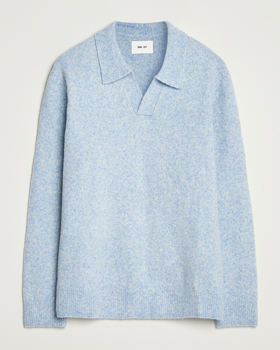 Herre | Gensere | NN07 | Hope Wool Knitted Polo Cerulian Blue