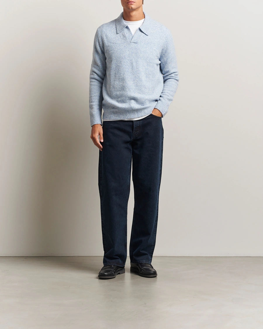 Herre | Gensere | NN07 | Hope Wool Knitted Polo Cerulian Blue