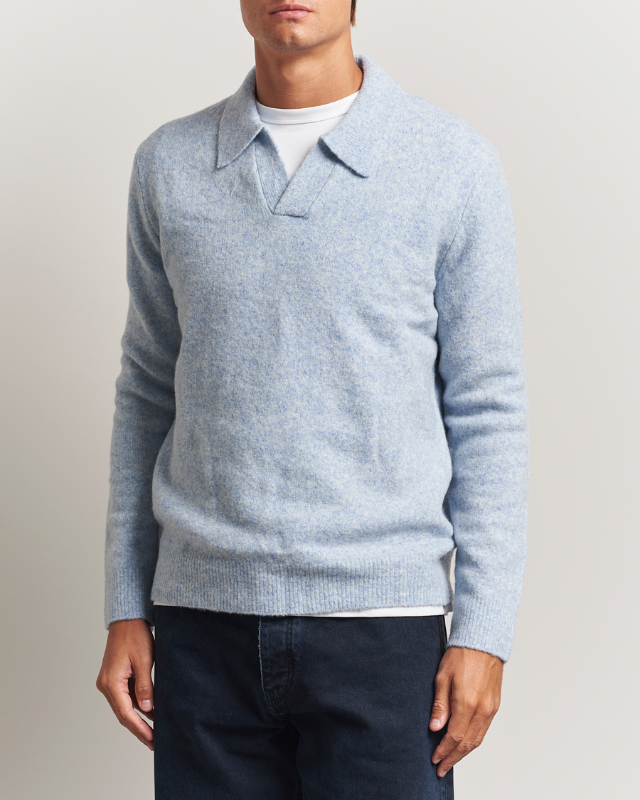 Herre | Gensere | NN07 | Hope Wool Knitted Polo Cerulian Blue