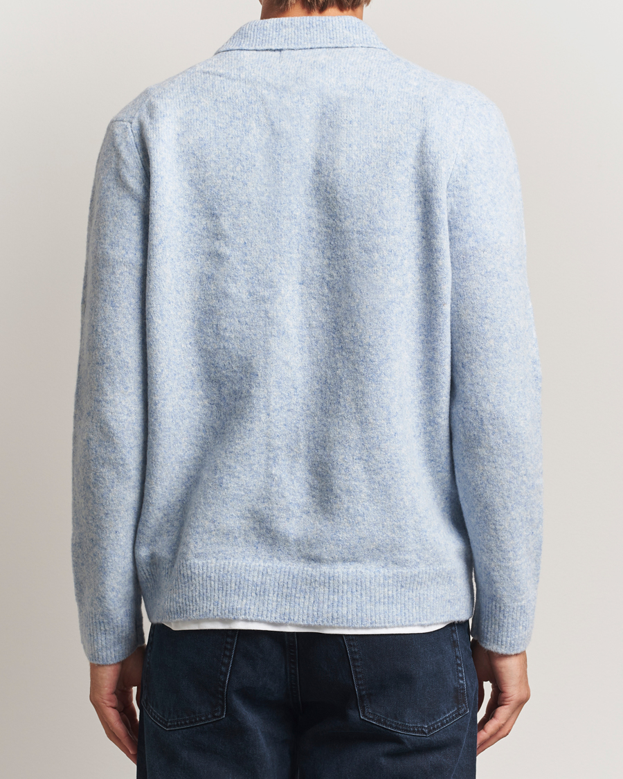 Herre | Gensere | NN07 | Hope Wool Knitted Polo Cerulian Blue