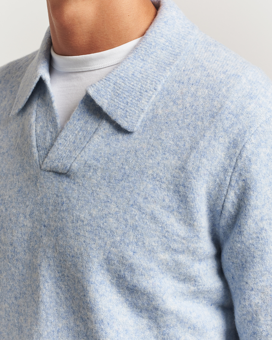 Herre | Gensere | NN07 | Hope Wool Knitted Polo Cerulian Blue