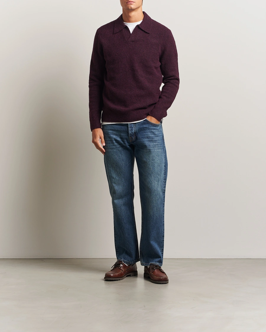 Herre | Gensere | NN07 | Hope Wool Knitted Polo Wine Red