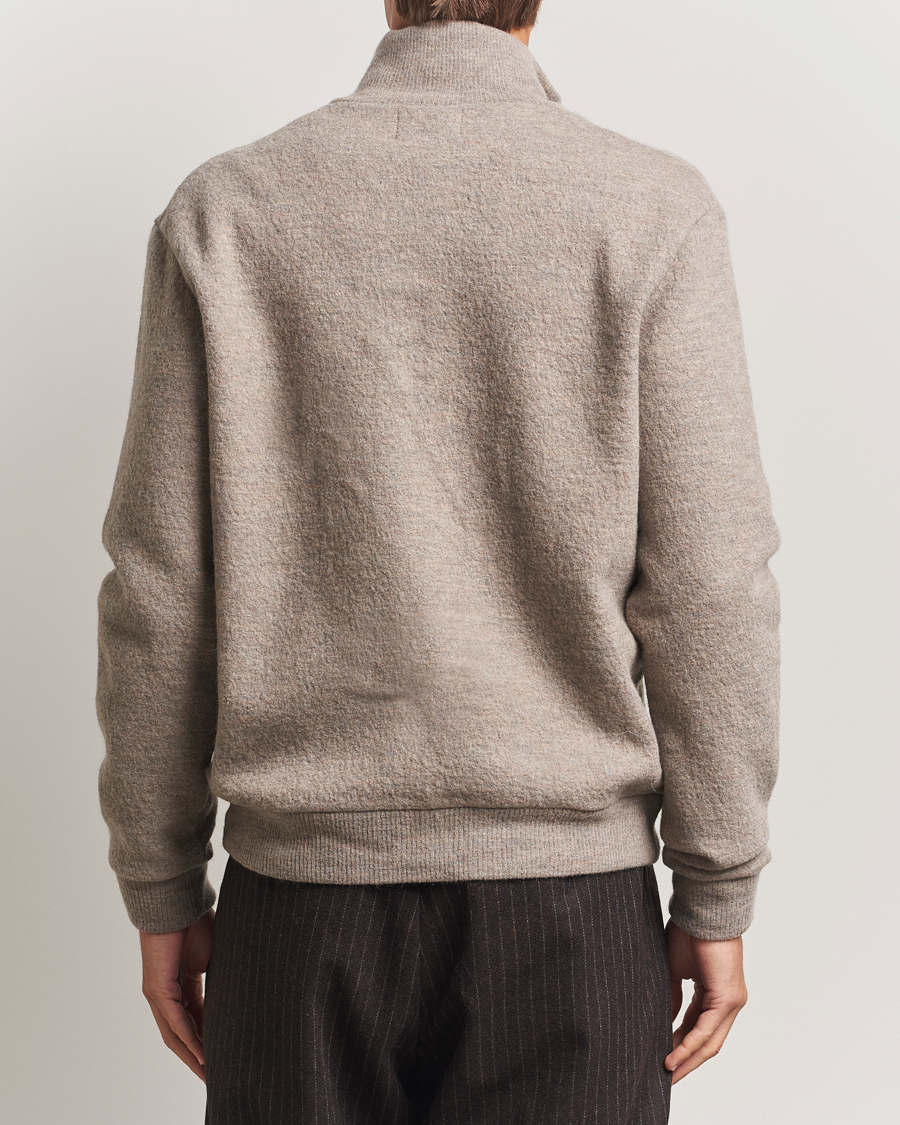 Herre | Gensere | NN07 | Boiled Wool Full Zip Khaki Beige