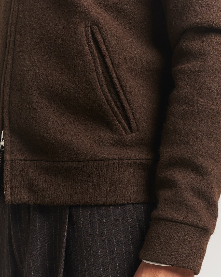 Herre | Gensere | NN07 | Boiled Wool Full Zip Demitasse Brown