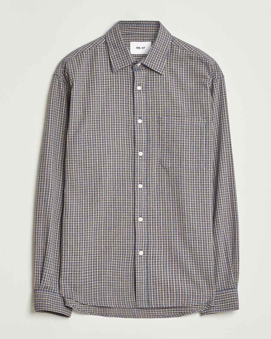 Herre | Skjorter | NN07 | Deon Flannel Checked Shirt Indigo