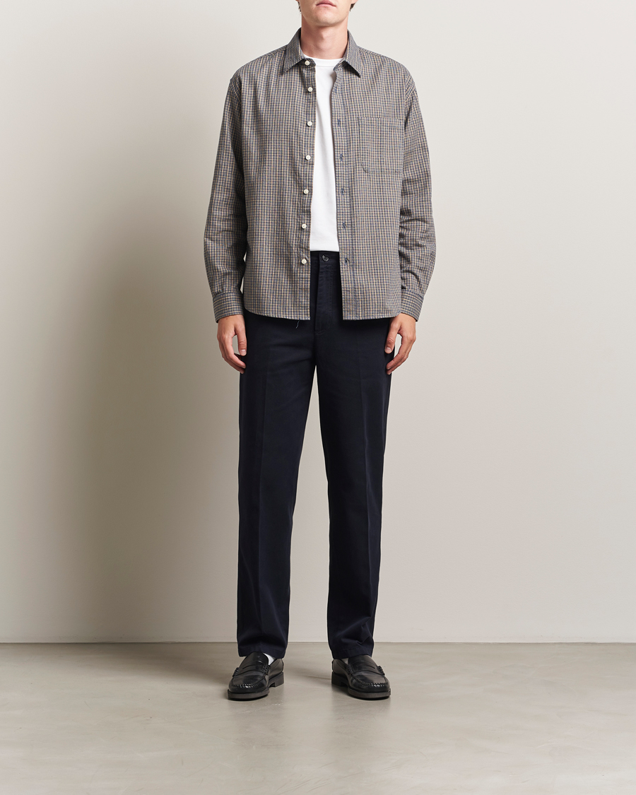 Herre | Skjorter | NN07 | Deon Flannel Checked Shirt Indigo