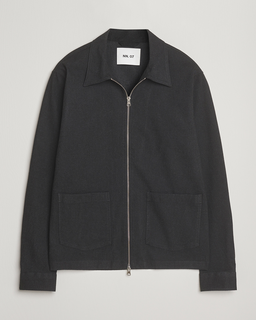 Herre | Skjorter | NN07 | Virgil Brushed Cotton Overshirt Black Multi