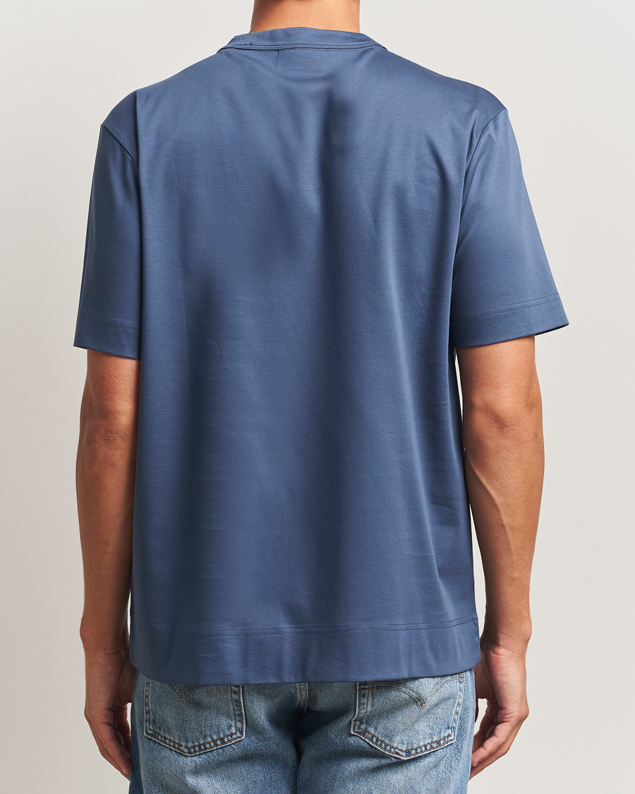 Herre | T-Shirts | NN07 | Pedro Mercerized Embroidered T-Shirt Denim Blue