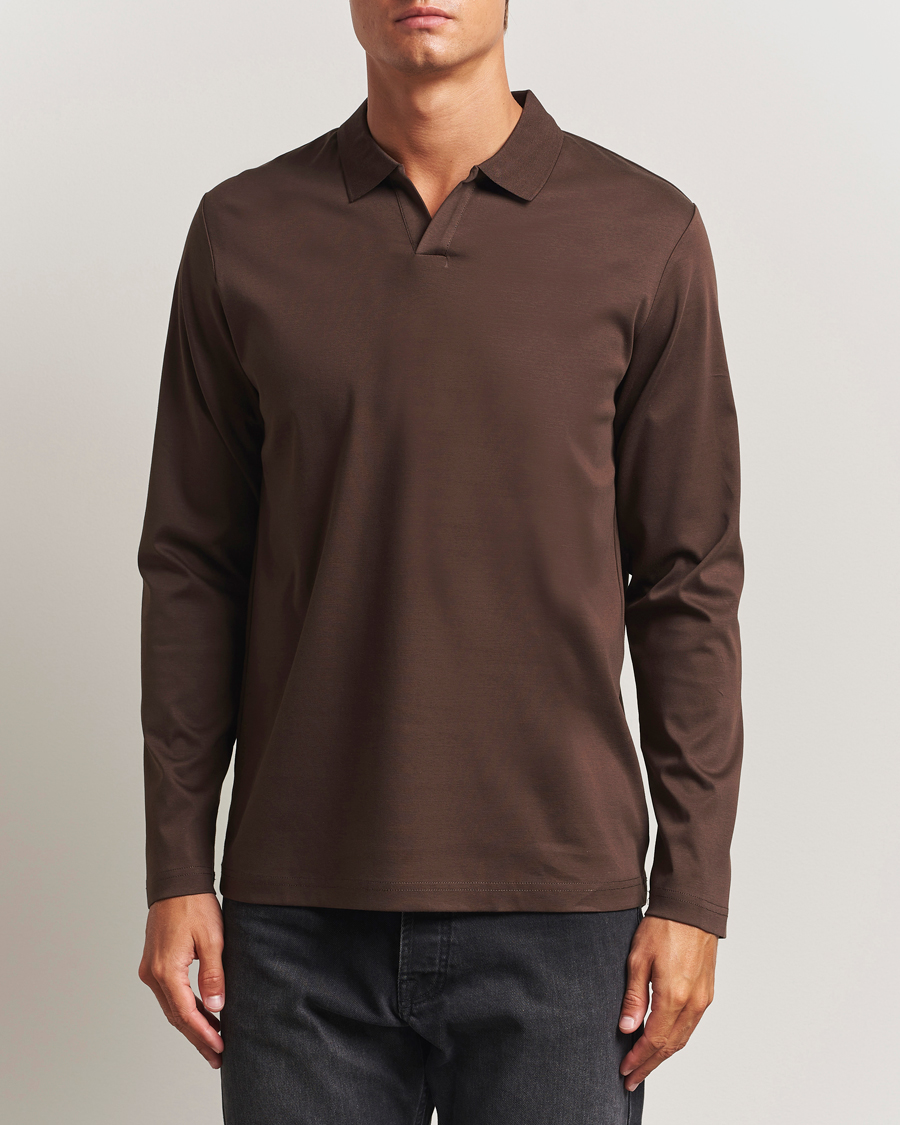 Herre | Pikéer | NN07 | Paul Mercerized Long Sleeve Polo Demitasse Brown