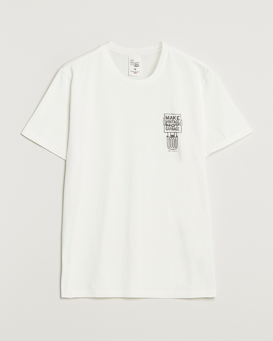 Herre | T-Shirts | Nudie Jeans | Roy Garbage T-Shirt Chalk White