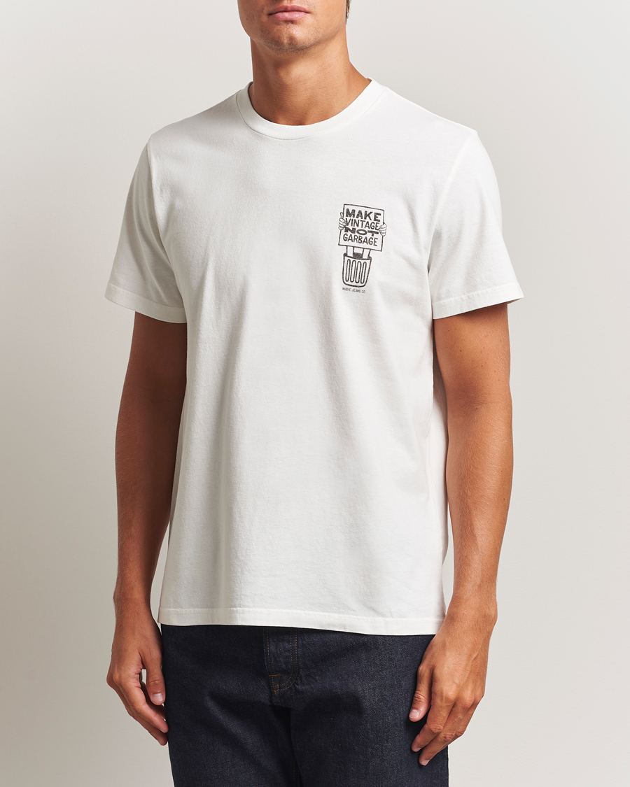 Herre | T-Shirts | Nudie Jeans | Roy Garbage T-Shirt Chalk White