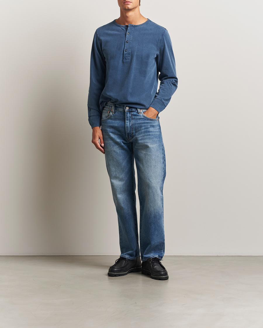 Herre | Gensere | Nudie Jeans | Long Sleeved Henley Washed Blue