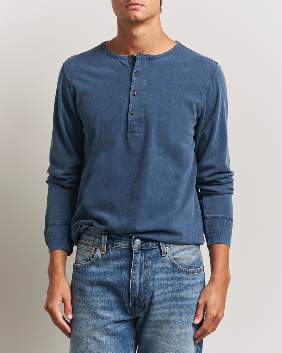 Herre | Gensere | Nudie Jeans | Long Sleeved Henley Washed Blue