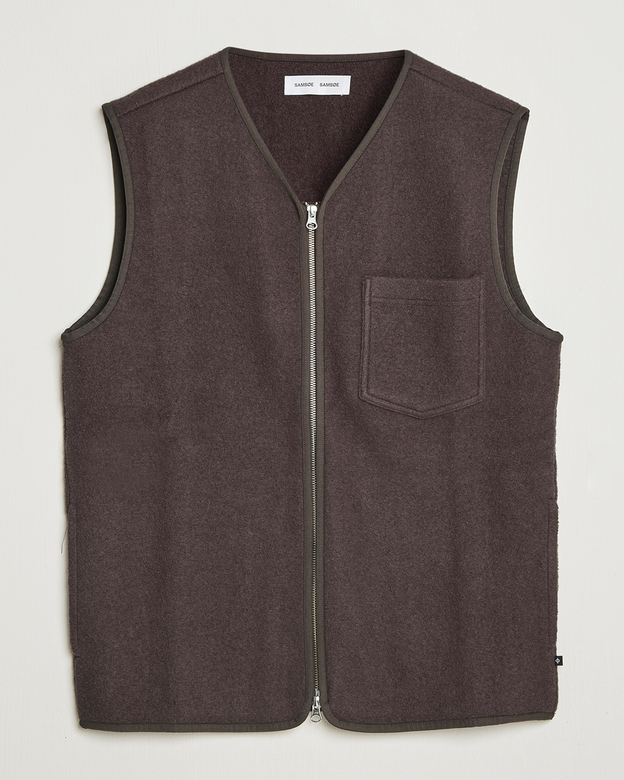 Herre | Vester | Samsøe Samsøe | Hannes Boiled Wool Vest Turkish Coffee