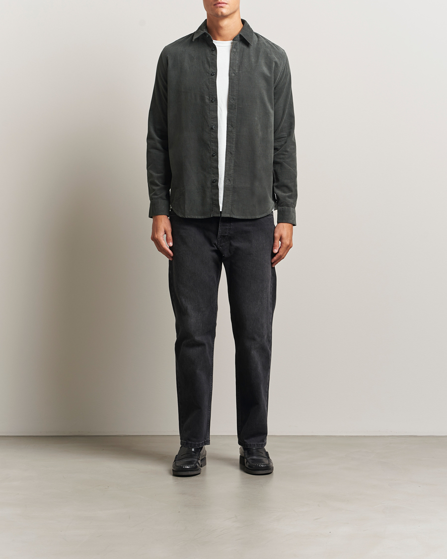 Herre | Skjorter | Samsøe Samsøe | Liam Baby Cord Shirt Black Oyster