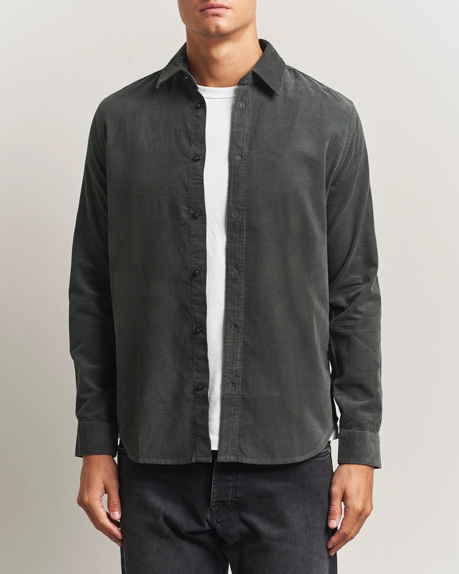 Herre | Skjorter | Samsøe Samsøe | Liam Baby Cord Shirt Black Oyster