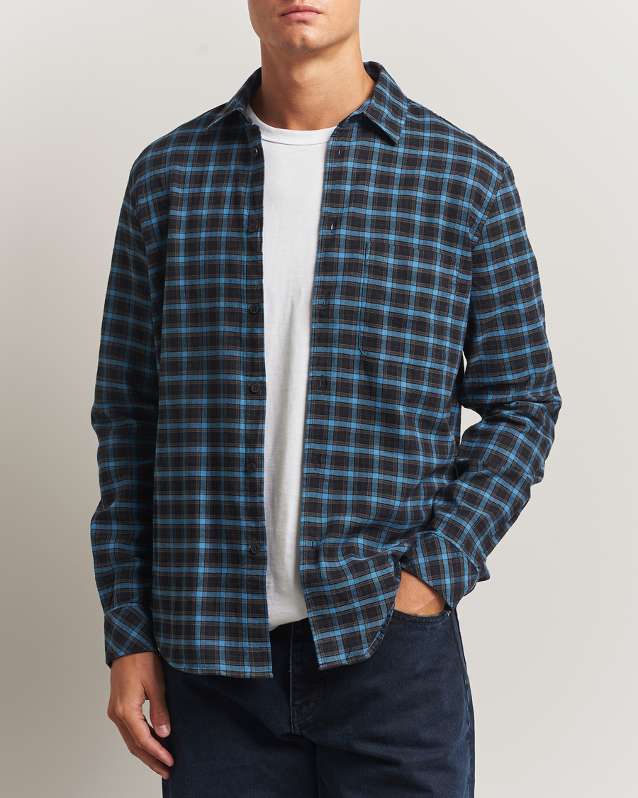 Herre | Skjorter | Samsøe Samsøe | Liam Brushed Cotton Checked Shirt Turkish Coffee