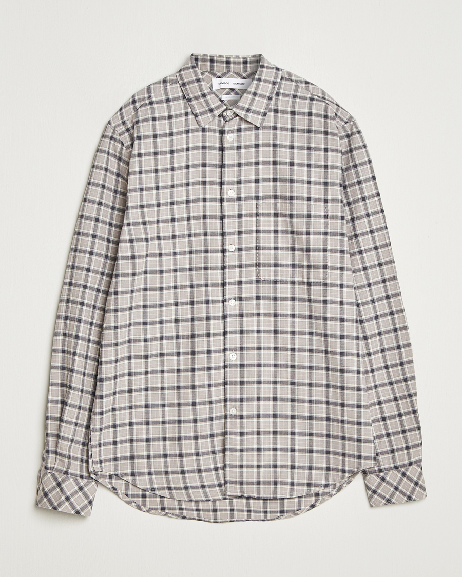 Herre | Skjorter | Samsøe Samsøe | Liam Brushed Cotton Checked Shirt Elephant Skin