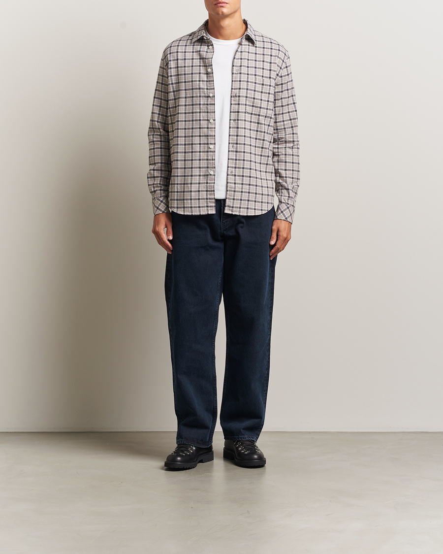 Herre | Skjorter | Samsøe Samsøe | Liam Brushed Cotton Checked Shirt Elephant Skin