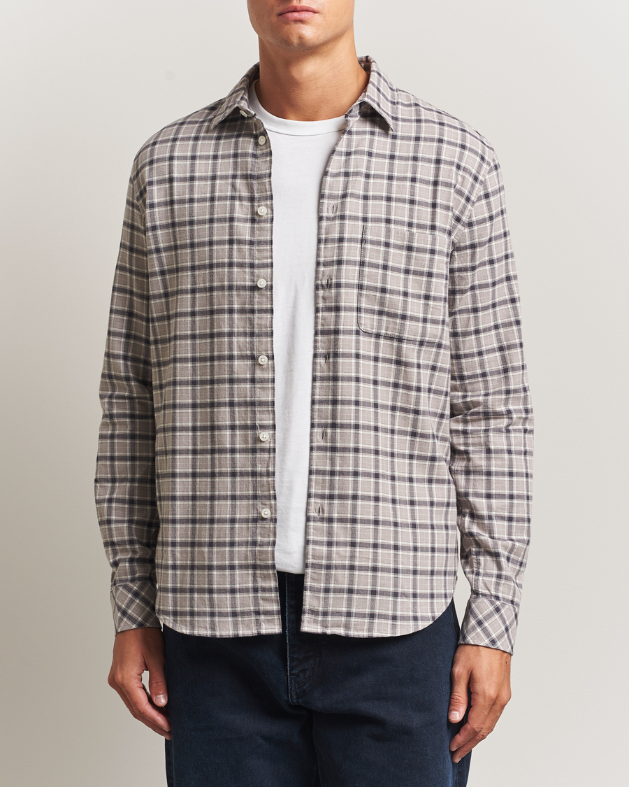 Herre | Skjorter | Samsøe Samsøe | Liam Brushed Cotton Checked Shirt Elephant Skin