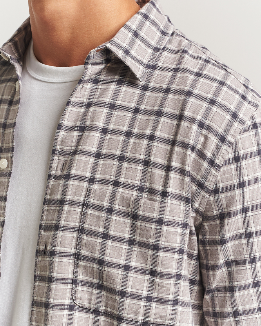 Herre | Skjorter | Samsøe Samsøe | Liam Brushed Cotton Checked Shirt Elephant Skin
