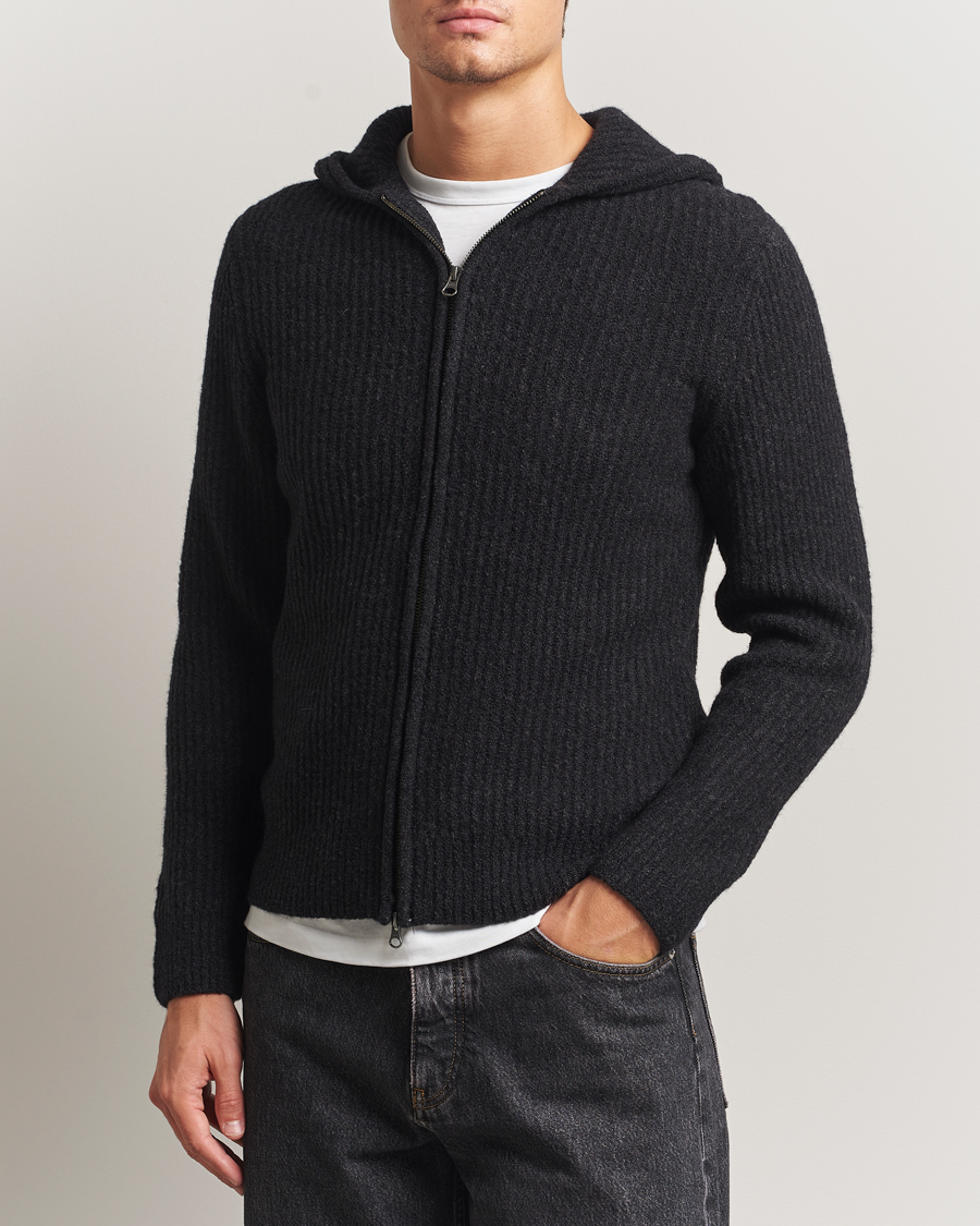 Herre | Gensere | Samsøe Samsøe | Koji Knitted Full Zip Hoodie Black Melange
