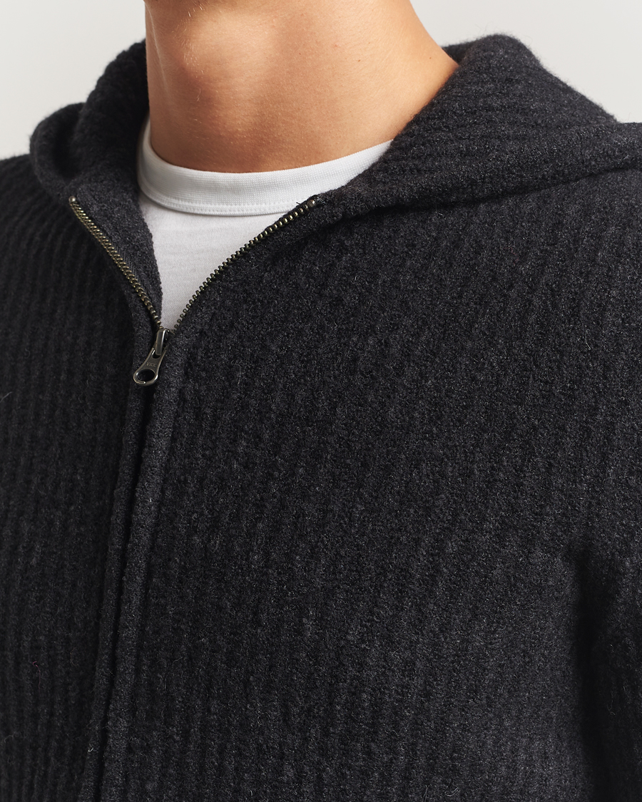 Herre | Gensere | Samsøe Samsøe | Koji Knitted Full Zip Hoodie Black Melange