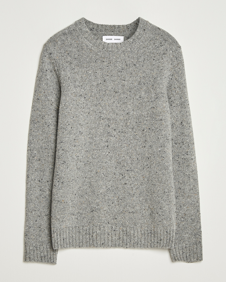 Herre | Gensere | Samsøe Samsøe | Nataniel Donegal Knitted Crew Neck Grey Melange
