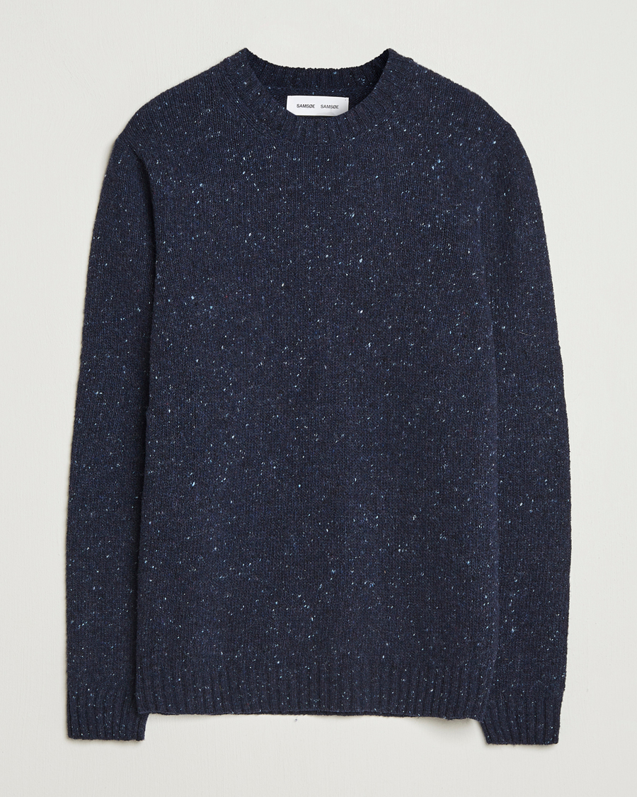 Herre | Gensere | Samsøe Samsøe | Nataniel Donegal Knitted Crew Neck Salute Navy