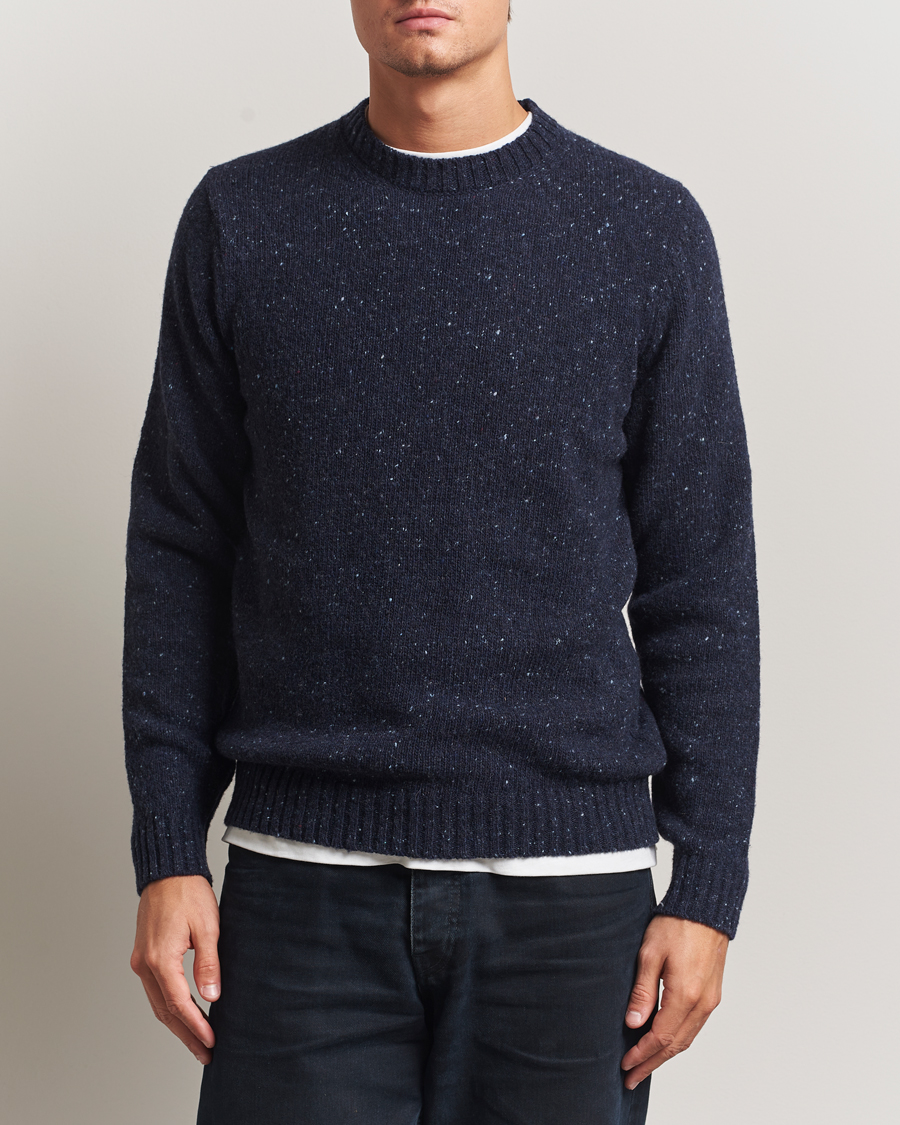 Herre | Gensere | Samsøe Samsøe | Nataniel Donegal Knitted Crew Neck Salute Navy