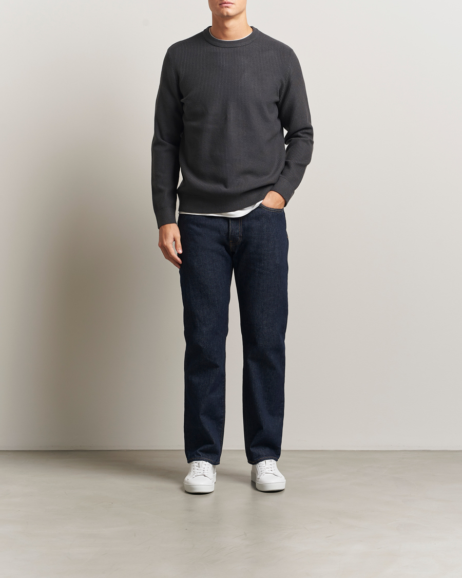Herre | Gensere | Samsøe Samsøe | Dem Structured Knitted Crew Neck Black Oyster