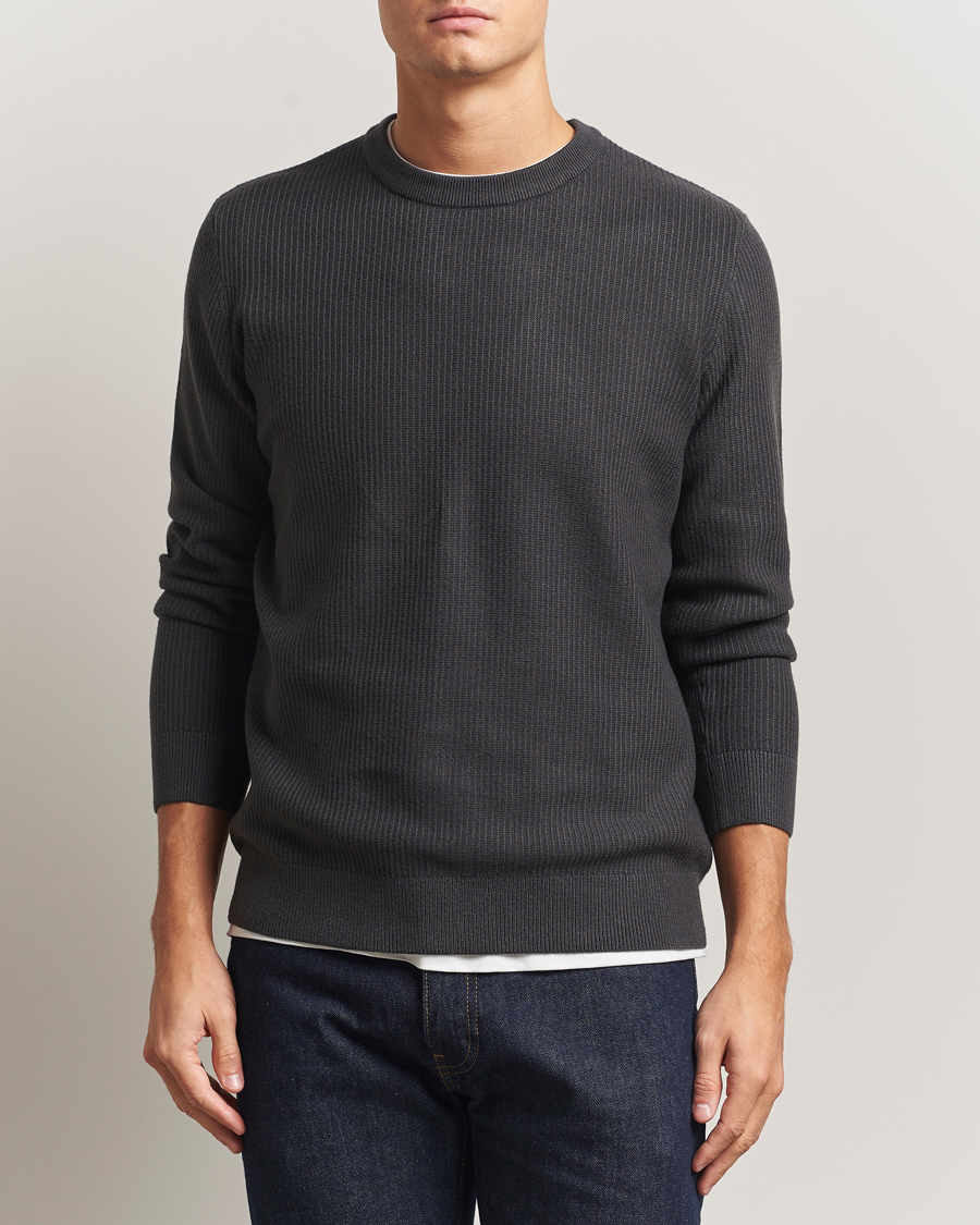 Herre | Gensere | Samsøe Samsøe | Dem Structured Knitted Crew Neck Black Oyster