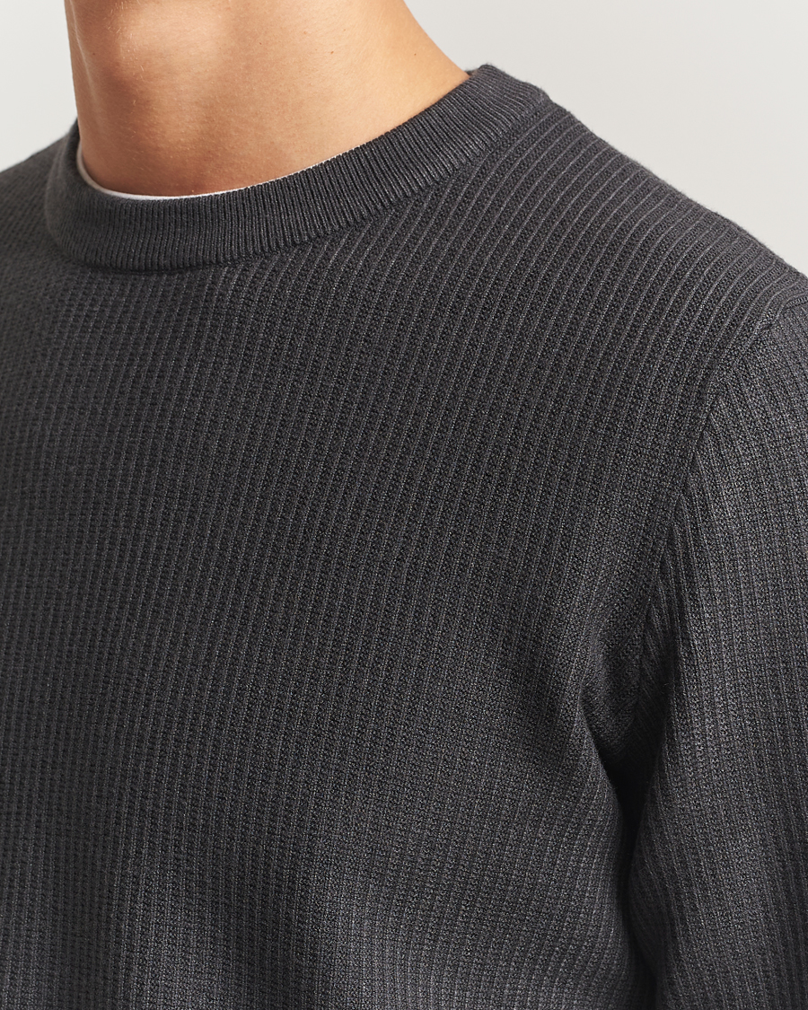 Herre | Gensere | Samsøe Samsøe | Dem Structured Knitted Crew Neck Black Oyster