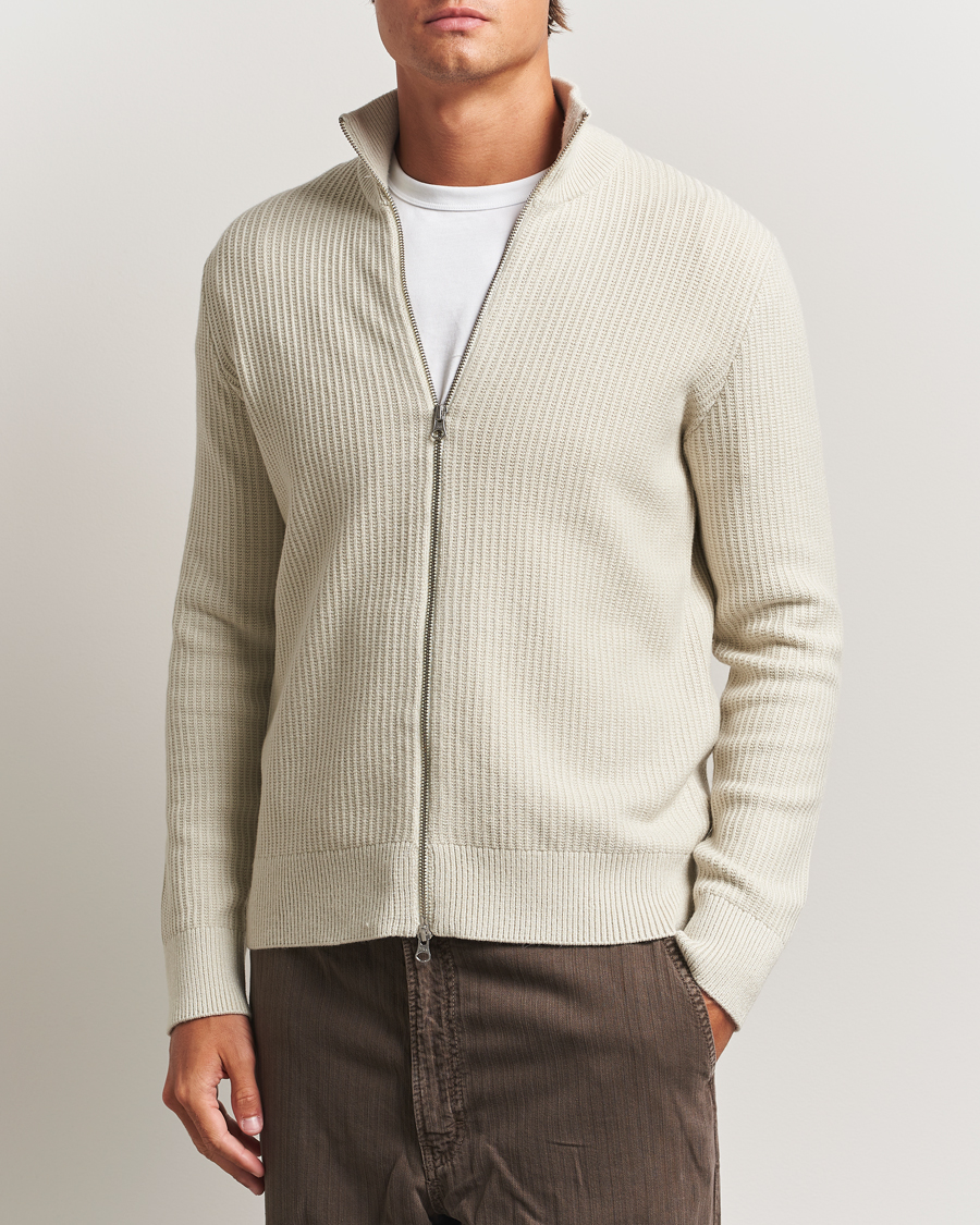 Herre | Gensere | Samsøe Samsøe | Dem Structured Knitted Full Zip Silver Birch
